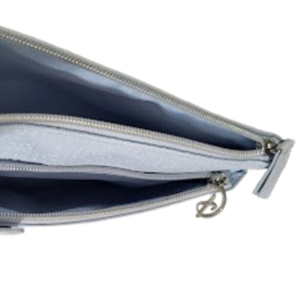 DISNEY STITCH AT PRIMARK Light Blue "M" Monogram Double Zip Clutch - Picture 4 of 6